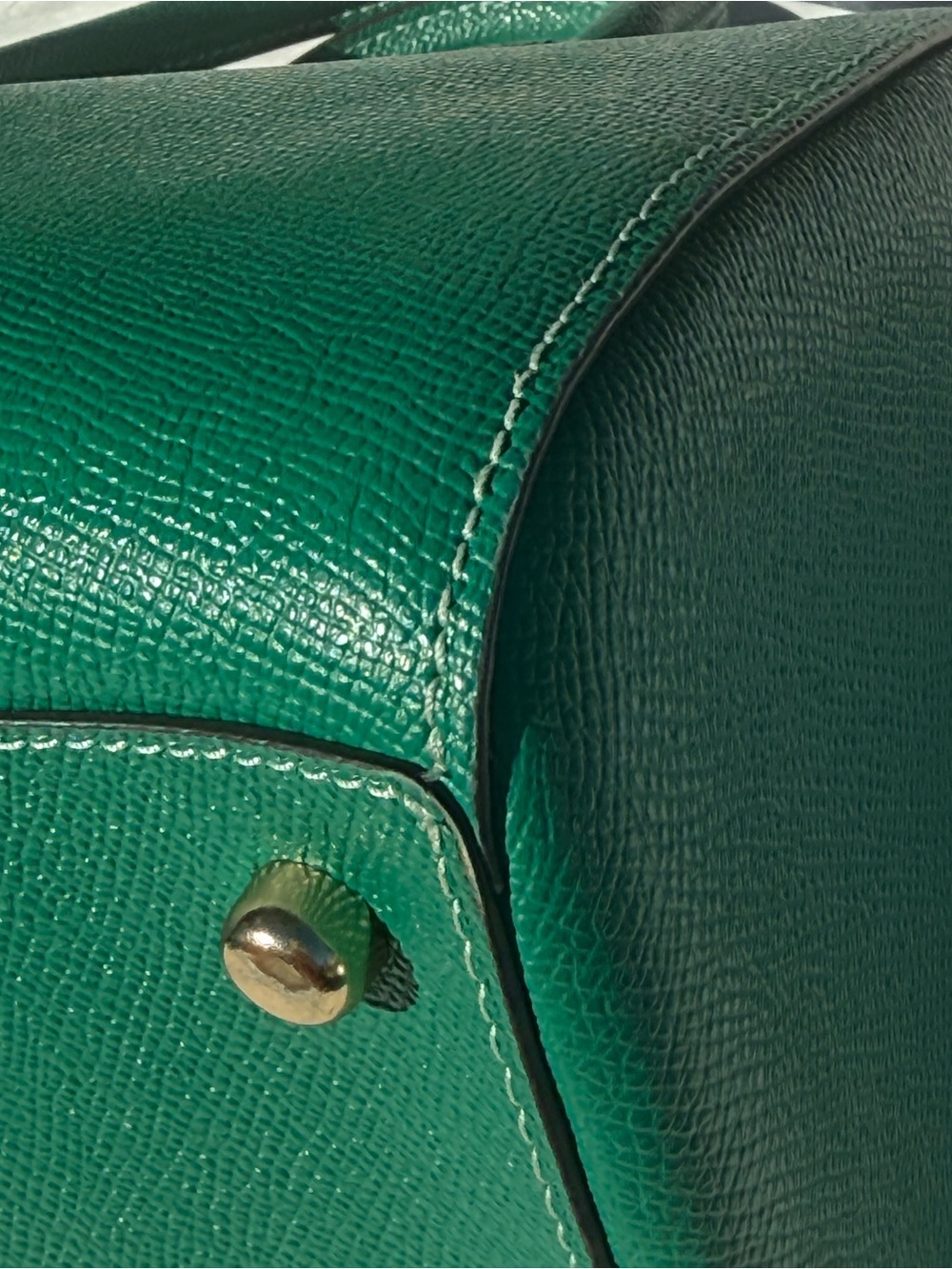 Coach Emerald Green Leather Medium Rowan with Gold Charm Chain. - Picture 6 of 14